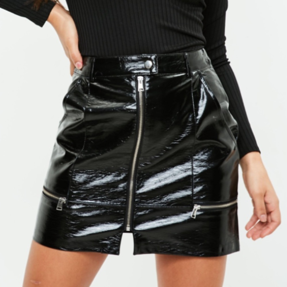 Missguided vinyl skirt with zippers